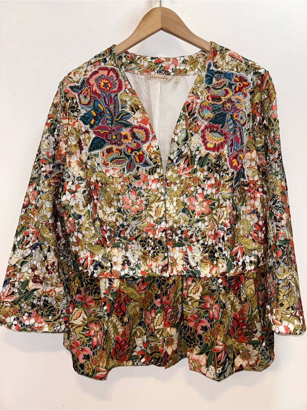 Soft surroundings ariege floral beaded and embroidered women’s xl